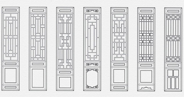 定州常用中式仿古花窗图案隔断设计图